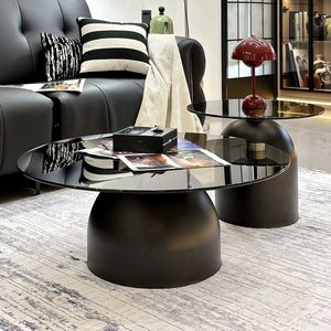 Tempered Glass <b>Round</b> Coffee <b>Table</b> Minimalist Design For Living Room Small Apartment Use - Product Image 1