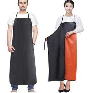 Delantal de PVC Rojo y Negro de Dos Tonos, Impermeable y Resistente al Aceite, para Cocina, Traje de Trabajo para Adultos - Product Image 3