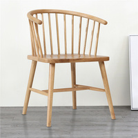 Chaise circulaire à dossier en bois massif avec broche de ferme moderne, chaise de salle à manger Simple