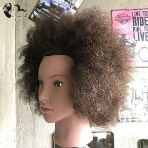 Tête de mannequin africaine en <span class=keywords><strong>cheveux</strong></span> humains naturels Remy indiens, style <span class=keywords><strong>Afro</strong></span> Yaki bouclé, 8 pouces, pour la pratique en salon, tresses et coupes de <span class=keywords><strong>cheveux</strong></span> - Product Image 4