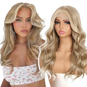 Perruque Lace Front Blonde 13x4 Pré-épilée pour Femme, Blond Cendré avec Mèches, Aspect Naturel, Ondulations Souples, pour Cosplay, Usage Quotidien et Fêtes - Product Image 1