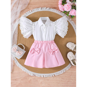 Conjunto de Roupas Infantis Personalizado para Meninas com Camisa de Manga Larga e Saia com Laço para o Verão de <span class=keywords><strong>2026</strong></span> - Product Image 5