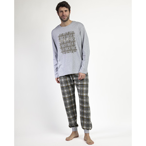 ADMAS Pyjama décontracté à imprimé manches longues pour hommes 100% tissu en coton Logo personnalisé 'Never Give Up' Style Taille XL Light pour la maison - Product Image 1