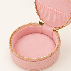 Hotsale Eco-friendly Round PU Zipper Jewelry <b>Box</b> Portable Travel <b>Earring</b> Ring Storage Case - Product Image 4