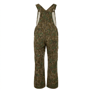 Men Outdoor Green Leaf Bark Camouflage Hunting Field Bib Overalls Back View High Upper Back Panel V-Back Shoulder <b>Suspenders</b> Wat - Product Image 1