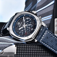 Jam Tangan Pria BENYAR Cross-border Quartz Fungsional Casing Alloy Tali Kulit Tahan Air Jarum Bercahaya Fashion Terlaris BY-5222
