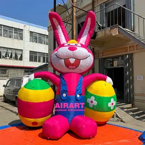 卡通充气动物复活节吉祥物模型充气彩色兔子与鸡蛋气球