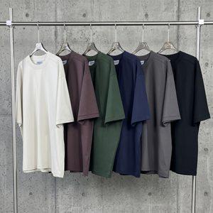 T-shirt col montant personnalisé en coton épais de haute qualité, style streetwear oversize, vêtements homme unis, vente en gros 6653 - Product Image 1