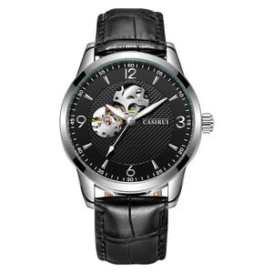 Gucamel Luxe Automatique Squelette Homme Montre Mécanique Étanche Business Wristwatch Bracelet en Cuir Phase de Lune Reloj - Product Image 5