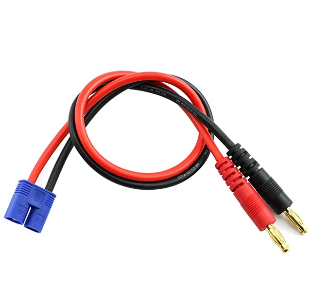 30cm RC Balance Charger Adapter 4mm Banana Male Plug EC3 Male Connector 14AWG Silicone Nylon/PVC Lipo Battery Charge Cable