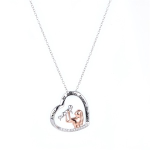 Aivenchy ciondolo donna in argento Sterling 925 di lusso catena da 16 pollici con cuore romantico e zircone CZ per regalo - Product Image 4