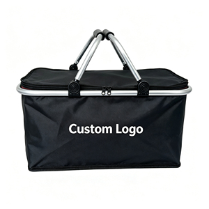 Portable Collapsible Picnic Basket Durable Storage Bag Custom Brand Logo Folding Tote for Camping Travel Grocery Shopping Use - Product Image 1