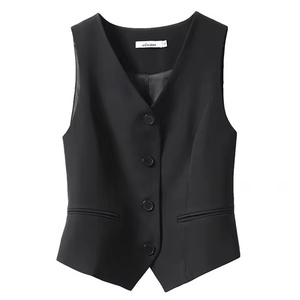 EHK0110 Chaleco de Primavera y Otoño para Mujer, Cárdigan Coreano, Chaqueta Informal <span class=keywords><strong>sin</strong></span> Mangas de Color Sólido - Product Image 3