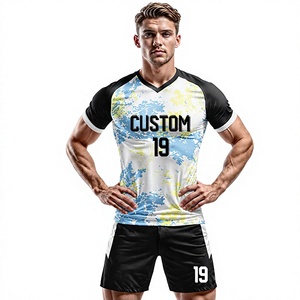 Camiseta de Fútbol Sublimada Personalizada para Hombre, Cuello en V, Manga Corta, Poliéster que Absorbe la Humedad, Ajuste Atlético, Ropa Deportiva para Equipos de Todas las Temporadas - Product Image 1