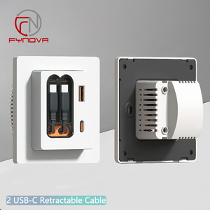 Toma de corriente de pared USB Universal con certificado CE 2 líneas de carga telescópicas USB C PD20W toma de extensión de pared USB para oficina - Product Image 1