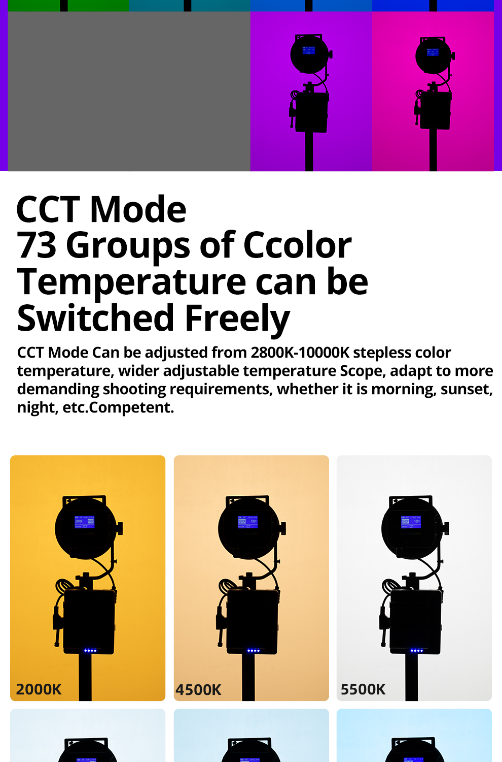 AMBITFUL FL80 RGB LED Video Light 80W 5600K Outdoor Photography Daylight Lighting Adjust Brightness Bowens Mount Support APP