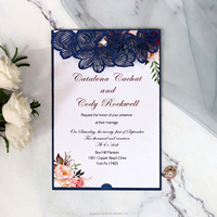 Tarjeta de Invitación de Boda con Corte Láser de Rosa y Tarjetas de Felicitación Personalizadas con Corte Láser