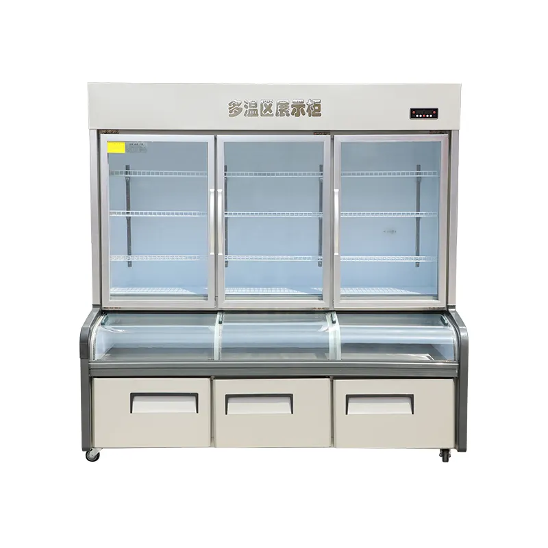 スライドドアと低消費電力の新しいスタイルの省エネ商用直立皿注文冷凍庫