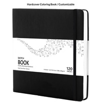 Bloc de dessin carré XinyiArt noir à couverture en cuir cousue, 8x8 pouces, 60 feuilles, 200 g/m², pour marqueurs et croquis
