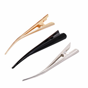 Pince à cheveux 13 cm en corne épaissie, type bec de canard, noir mat, or KC, bec de grue, bec pointu, pour usage quotidien - Product Image 5