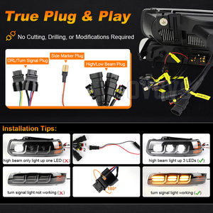 Kit de phares LED OVOVS lumineux avec feux de jour DRL à clignotants séquentiels, anti-éblouissement, phares en forme de Z pour Chevrolet Silverado 99-02 - Product Image 5