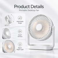 Ventilateur portable rechargeable à clipser, mini ventilateur de bureau, angle réglable, flux d'air silencieux pour la maison et le bureau, OEM ODM, vente en gros
