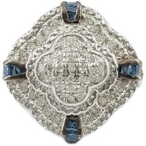 Anillo de Compromiso Jewelspaark con Diamantes de 0.69 Cttw, Corte Baguette, Plata de Ley 925, Diseño Geométrico, Joyería Fina para Mujer - Product Image 1