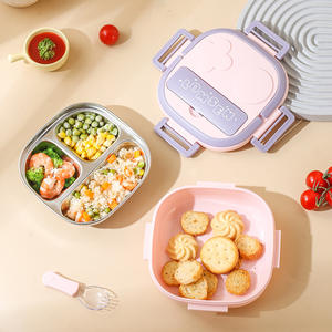 กล่องใส่อาหารเด็กสแตนเลส กล่องเก็บอาหาร กล่องข้าวกลางวันเด็ก กล่องเบนโตะ - Product Image 1