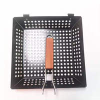 Grilles de gril en treillis métallique pliables antiadhésives pour barbecue coréen avec crochets en bois Accessoire d'extérieur en acier inoxydable pour voyage