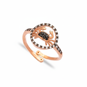 Crab Turkish Wholesale Handcrafted Sterling <b>Adjustable</b> <b>Ring</b> Trendy Black Stone Fashion 925 Sterling Silver Fine Jewelry - Product Image 2
