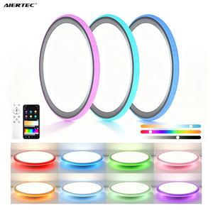 Smart <b>LED</b> <b>Ceiling</b> <b>Light</b> RGB Side-emitting Design 3CCT Dimmable with Remote Control <b>Modern</b> Round Lamp for Living Room Bedroom - Product Image 1