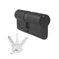 BBDHOME Cylindre de serrure double ouverture noir 70mm (35-35) en laiton pour porte en bois, avec coque en aluminium et 3 clés en laiton