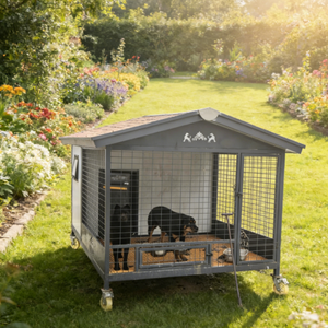 ZD2026 <span class=keywords><strong>Maison</strong></span> <span class=keywords><strong>pour</strong></span> chien moderne pliable avec gamelle rotative et <span class=keywords><strong>toilette</strong></span> extractible, en bois, design salon, utilisation toute l'année - Product Image 5