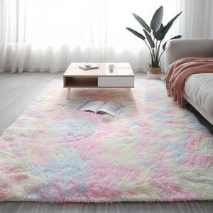 Tapis shaggy en <span class=keywords><strong>fausse</strong></span> <span class=keywords><strong>fourrure</strong></span> moelleuse rose et blanc de luxe, pour salon et chambre à coucher, vente en gros, échantillon disponible - Product Image 2