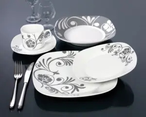 Assiettes en porcelaine carrées grise et blanche, pour les repas, livraison rapide, 12 pièces