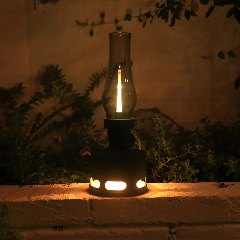 Column Crystal oil lamp Emulation Kerosene Lamp 4000mAh Battery Powered Type-C Charging Port table light for restaurant dinner