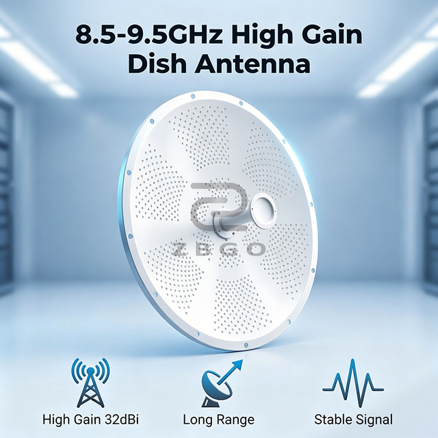 8.5-9.5GHz X-Band Dish Antenna 0.6m High Gain 30dBi Parabolic Antenna for Radar & Satellite Communication