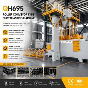 Máquina de granallado de rodillos CE QH69 de 12000 mm Sa2.5 PLC para tubos de acero, perfiles cuadrados y huecos con motor y caja de engranajes - Product Image 1