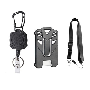 Wholesale heavy-duty retractable pull-tab <b>ID</b> badge roll, detachable mobile phone lanyard, <b>ID</b> card <b>holder</b>, black set - Product Image 5