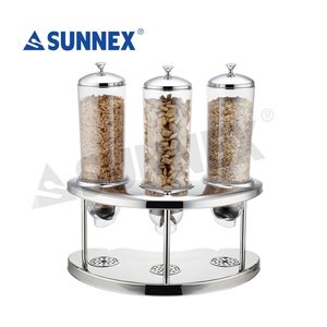 For Hot Food Display Wall Mounted Steel <b>Cereal</b> <b>Dispenser</b> 3ltr*3 Capacity Modern Design Restaurant & Hotel Use Bulk 3 Heads - Product Image 1