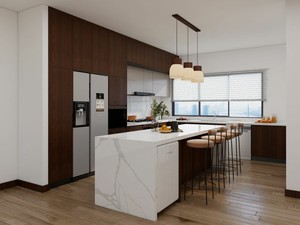 CBMmart Set Completo di Mobili da Cucina Moderni su Misura con Finitura Laccata e <span class=keywords><strong>Isola</strong></span>, Alta Qualità, Supporto per Disegni di Progettazione - Product Image 4