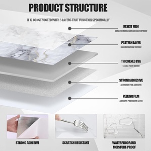 Panneaux muraux en <span class=keywords><strong>PVC</strong></span> marbré autocollants, imperméables, résistants à l'humidité et aux moisissures, faciles à poser soi-même pour la <span class=keywords><strong>salle</strong></span> <span class=keywords><strong>de</strong></span> <span class=keywords><strong>bain</strong></span>, le salon, l'atelier, l'intérieur - Product Image 4