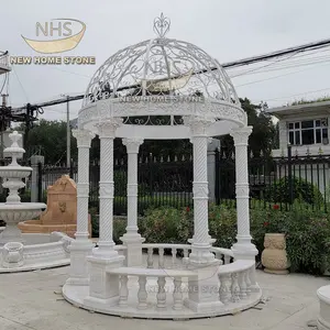 중국 대형 대리석 돔 전망대 사용자 정의 디자인 손 조각 정원 흰색 대리석 전망대 야외