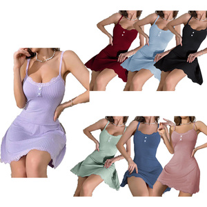 <span class=keywords><strong>Robe</strong></span> <span class=keywords><strong>de</strong></span> nuit côtelée extensible sans manches pour femme, 1 pièce, vêtement <span class=keywords><strong>de</strong></span> détente à domicile, personnalisable <span class=keywords><strong>avec</strong></span> logo - Product Image 1