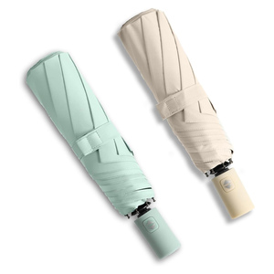 Custom Logo Wholesale Three-Folding Branded Coloured Classic Rubber Portable Rain Automatic <b>Windproof</b> Advertising <b>Umbrella</b> - Product Image 1