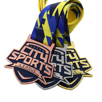 Médailles sportives personnalisées en alliage de zinc plaqué or, argent, bronze, avec logo et texte émaillés, pour événements sportifs