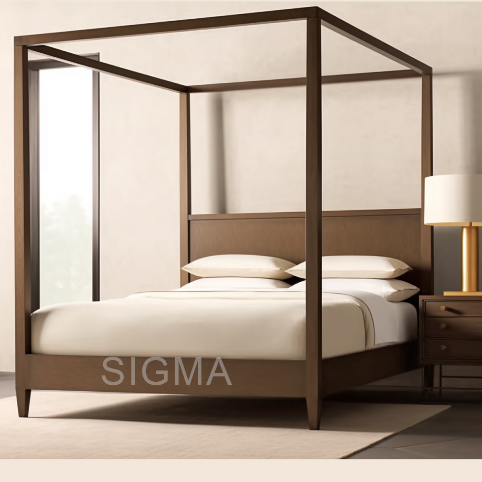 High-end home Indoor furniture set luxury comfortable Handcrafted wooden frame beds canopy bed