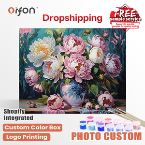 Kit <span class=keywords><strong>de</strong></span> <span class=keywords><strong>peinture</strong></span> par numéros ORFON - <span class=keywords><strong>Bouquet</strong></span> <span class=keywords><strong>de</strong></span> pivoines roses dans un vase, <span class=keywords><strong>peinture</strong></span> par numéros, art floral classique, décoration intérieure, fournitures d'artisanat - Product Image 1