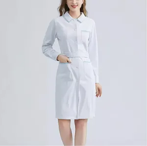 New Beauty Nurse Women's Uniforms Overall Dental Clinic Short Sleeve White Lab Coat Nurse Uniform