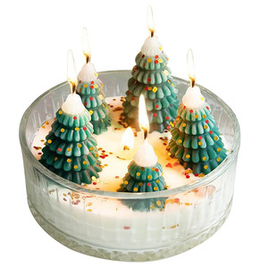 Christmas Tree Candles Pink Scented Holiday Decor 3 Wick Customized Shape - Product Image 5